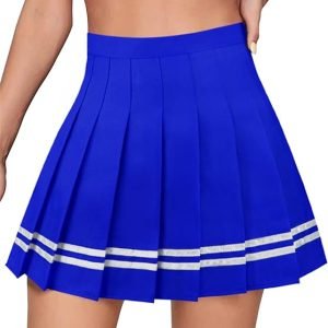 Royal Blue Pleated Tennis Skirt with White Stripes